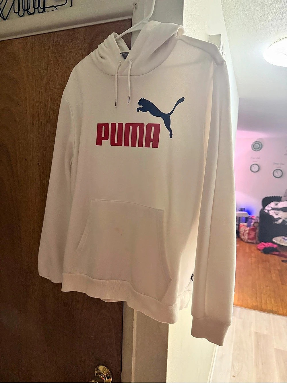 Puma Classics Logo Hoodie Men's White Hoodie Size large